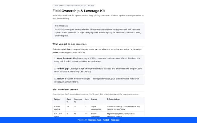 Field Ownership & Leverage Kit