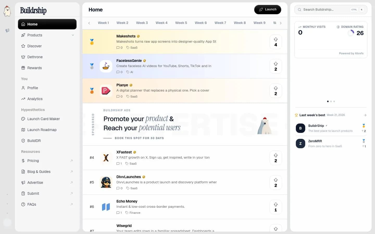 Landing page screenshot of buildrship.xyz