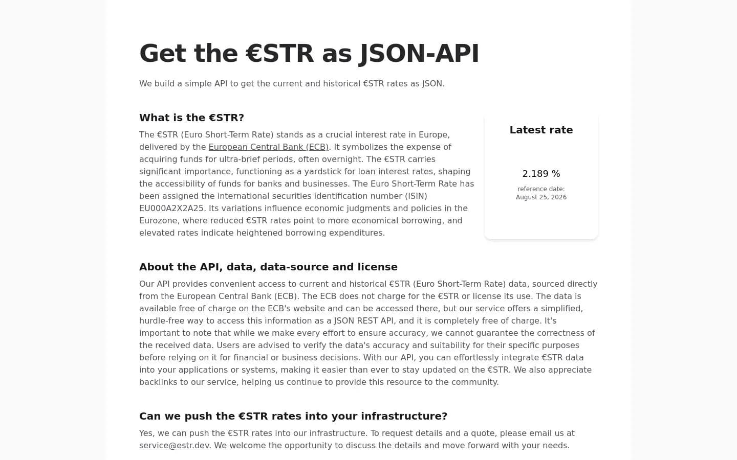 Landing page screenshot of estr.dev