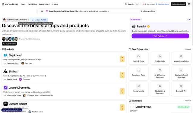 Startup Listing